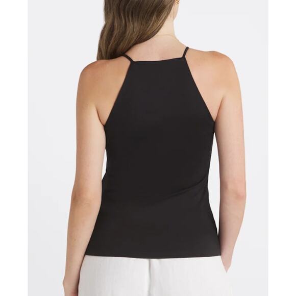 RAG & BONE WOMENS SMALL IRINA HIGH NECK STRETCH JERSEY KNIT TANK TOP BLACK - Picture 2 of 13